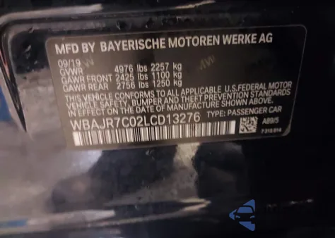 2020 BMW 530I xDrive z USA, uszkodzony, nr VIN WBAJR7C02LCD13276